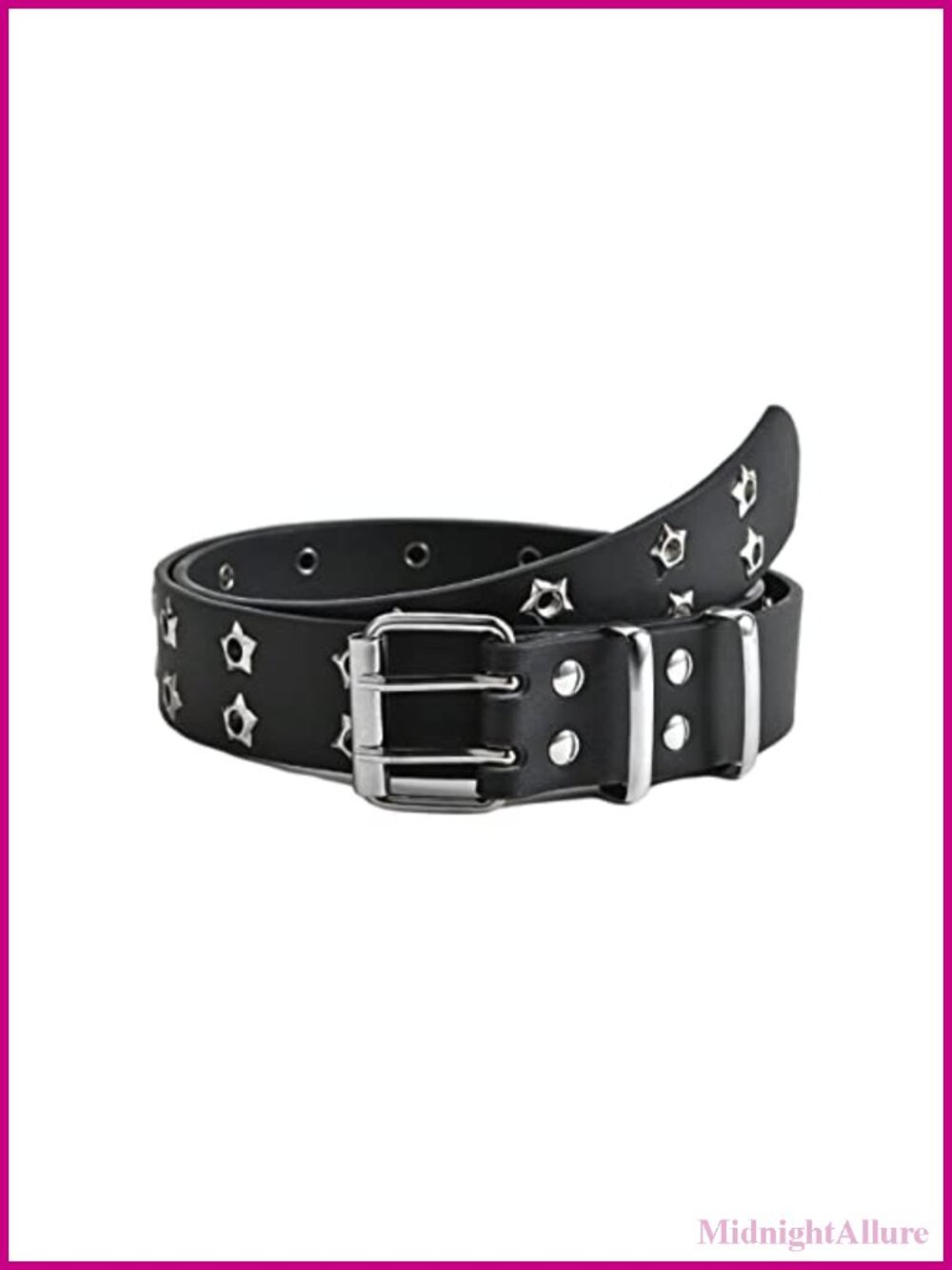 Gothic Star Rivet PU Leather Belt Double Needle Buckle Y2K Accessory